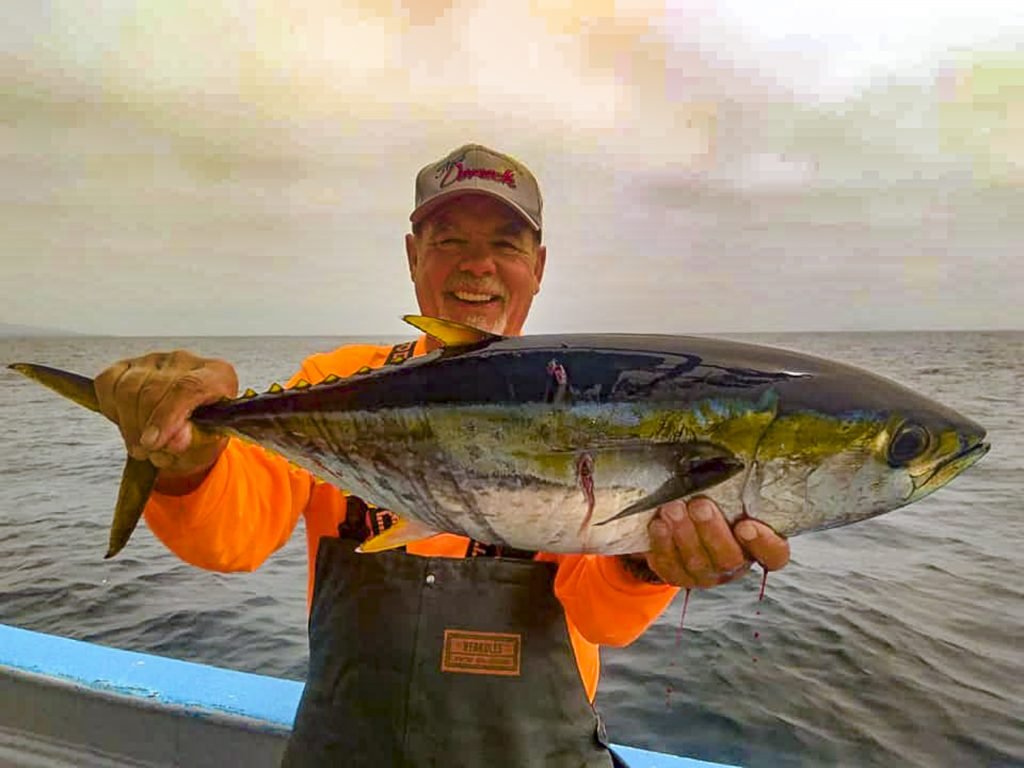 Bertoldo Garcia, fishing with Garcia’s Pangas in San Quintin, managed to find one of the elusive offshore yellowfin tuna.