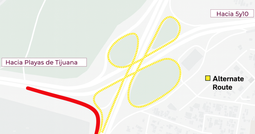 Detour Route (in yellow):